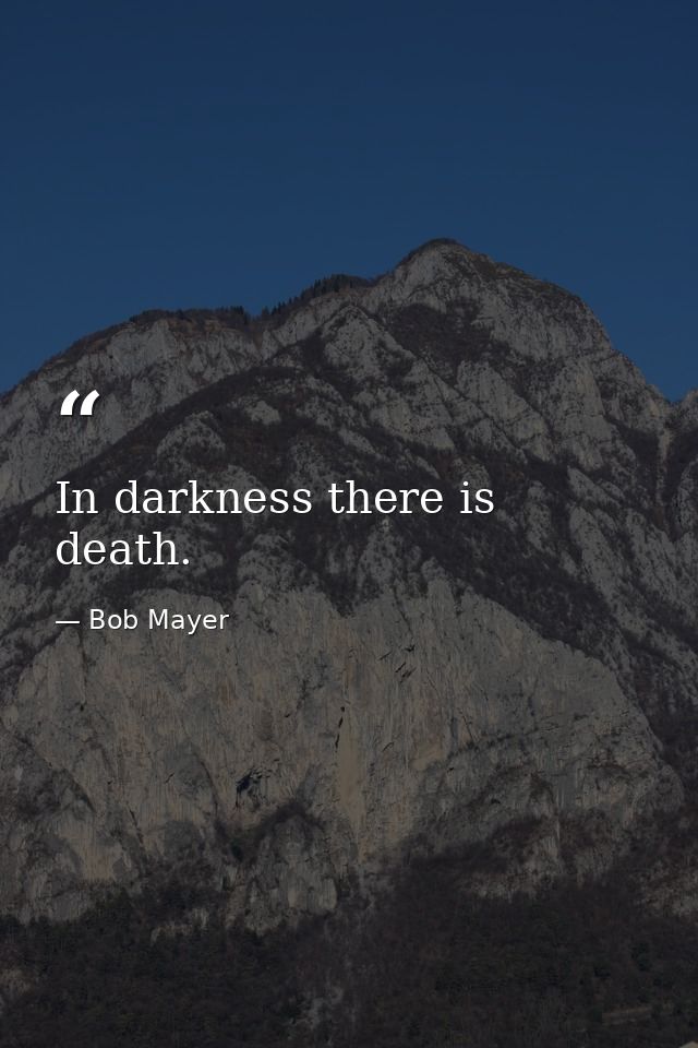 In darkness there is death. — Bob Mayer