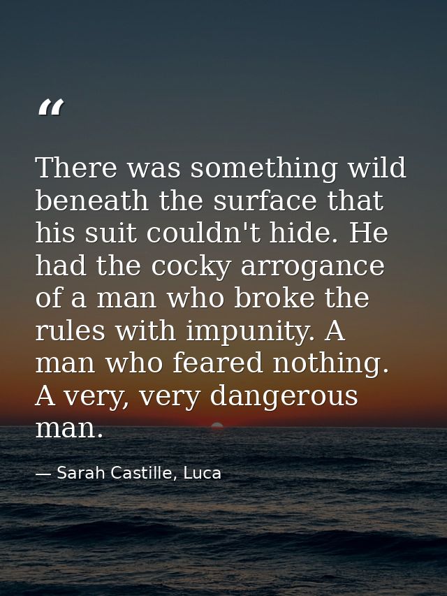There was something wild beneath the surface that his suit couldn't hide. He had the cocky arrogance of a man who broke  — Sarah Castille, Luca