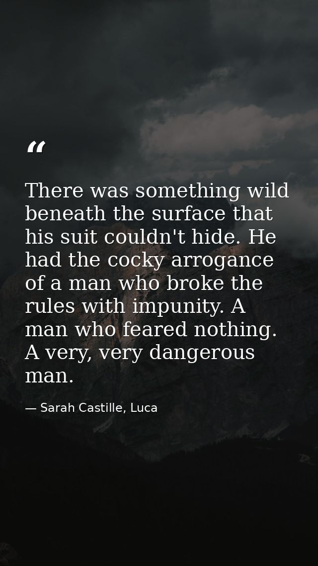 There was something wild beneath the surface that his suit couldn't hide. He had the cocky arrogance of a man who broke  — Sarah Castille, Luca