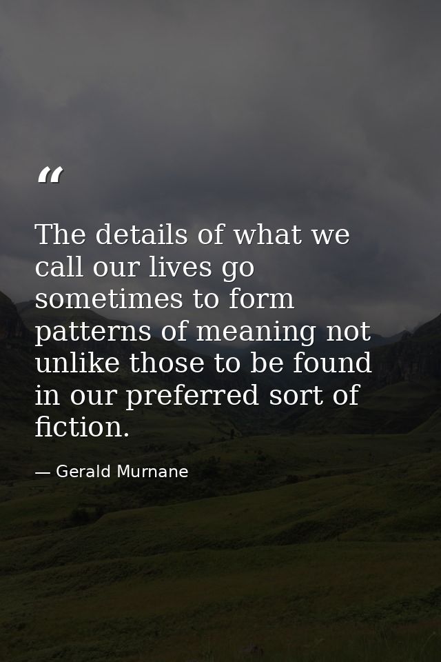 The details of what we call our lives go sometimes to form patterns of meaning not unlike those to be found in our prefe — Gerald Murnane