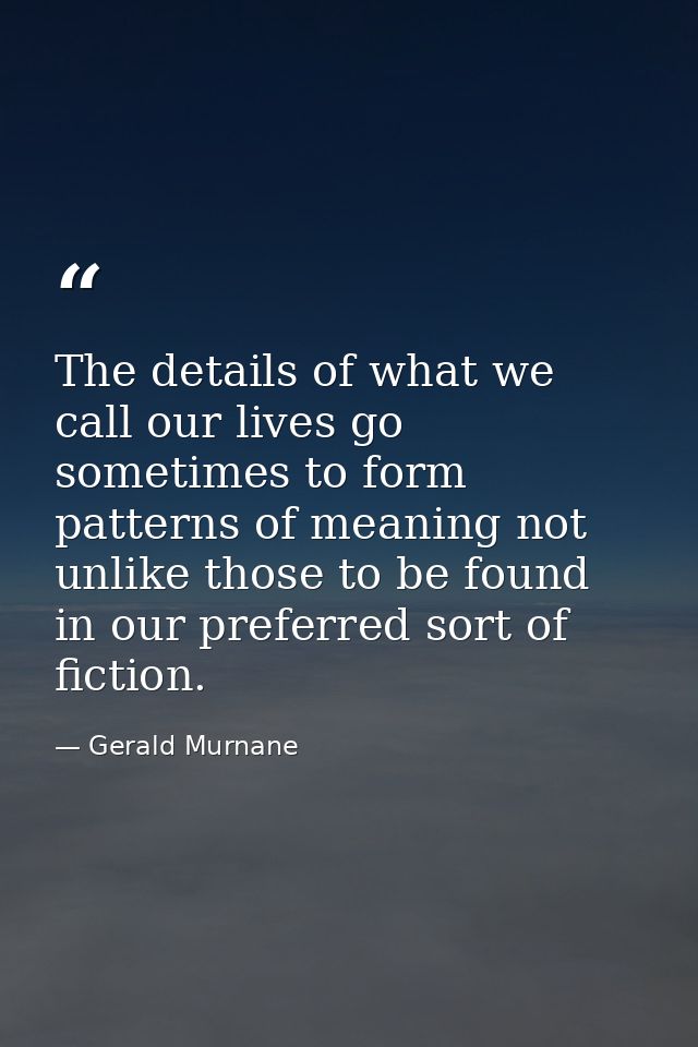 The details of what we call our lives go sometimes to form patterns of meaning not unlike those to be found in our prefe — Gerald Murnane