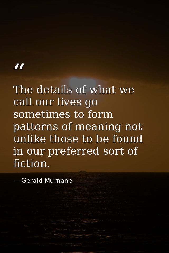 The details of what we call our lives go sometimes to form patterns of meaning not unlike those to be found in our prefe — Gerald Murnane