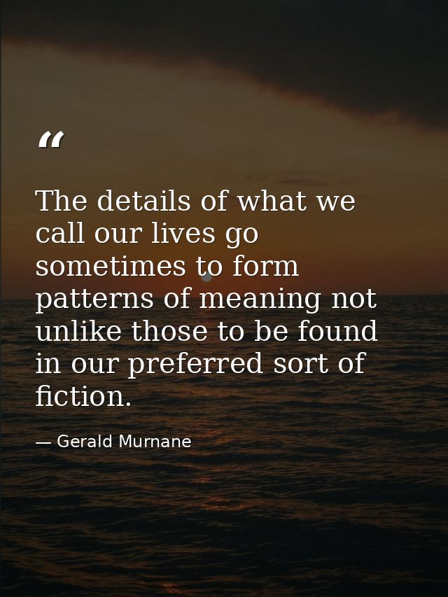 The details of what we call our lives go sometimes to form patterns of meaning not unlike those to be found in our prefe — Gerald Murnane