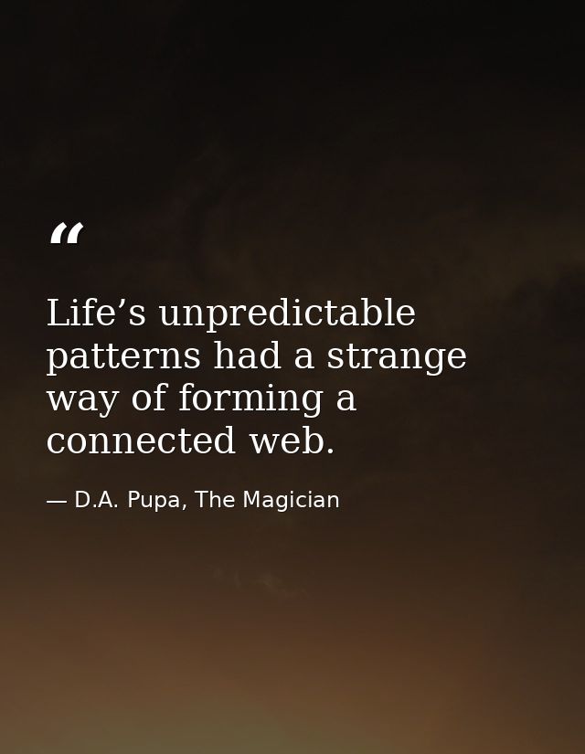 Life’s unpredictable patterns had a strange way of forming a connected web. — D.A. Pupa, The Magician