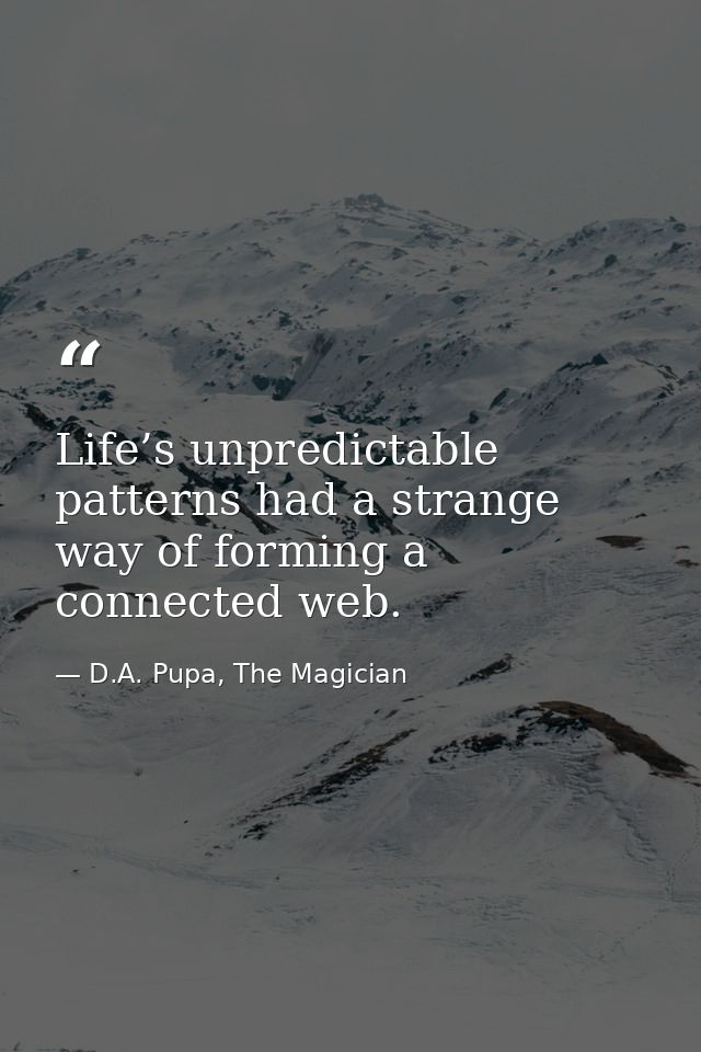 Life’s unpredictable patterns had a strange way of forming a connected web. — D.A. Pupa, The Magician