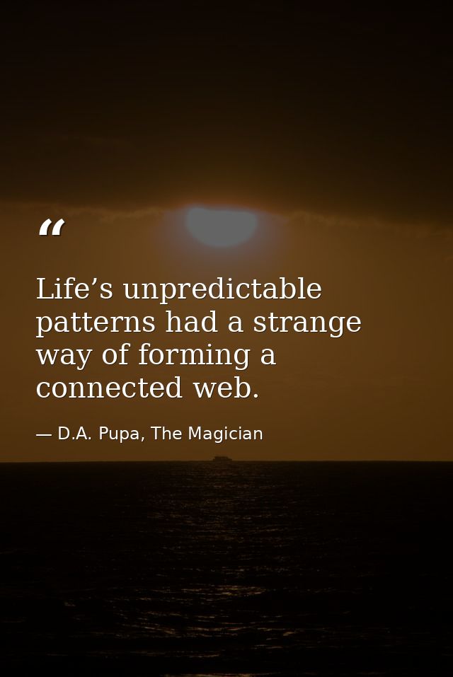 Life’s unpredictable patterns had a strange way of forming a connected web. — D.A. Pupa, The Magician