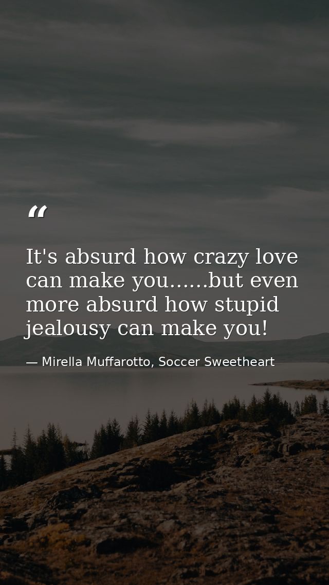 It's absurd how crazy love can make you......but even more absurd how stupid jealousy can make you! — Mirella Muffarotto, Soccer Sweetheart