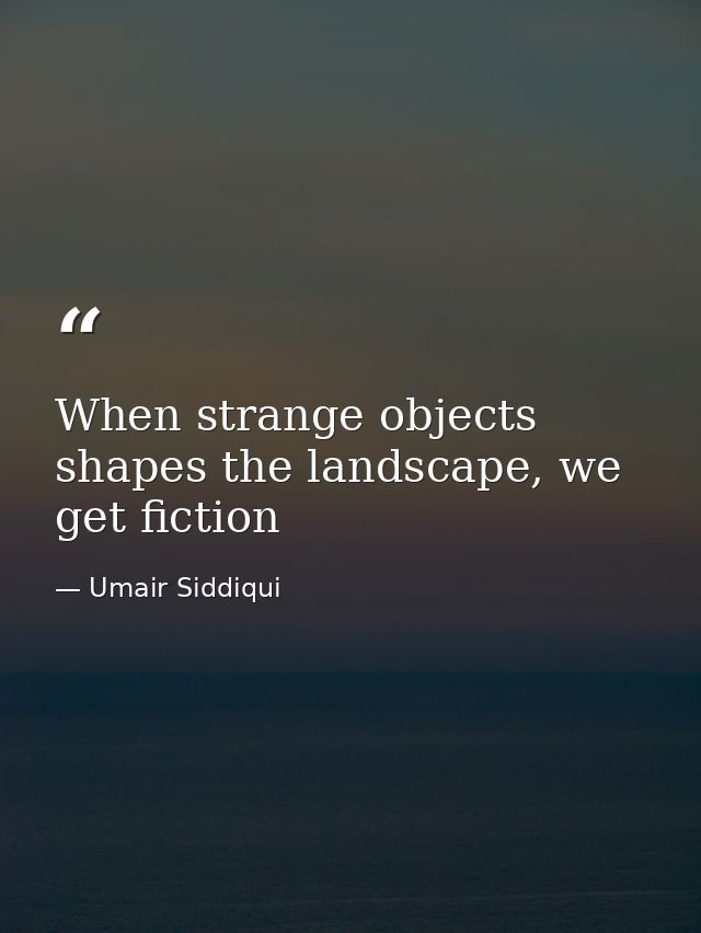 When strange objects shapes the landscape, we get fiction — Umair Siddiqui
