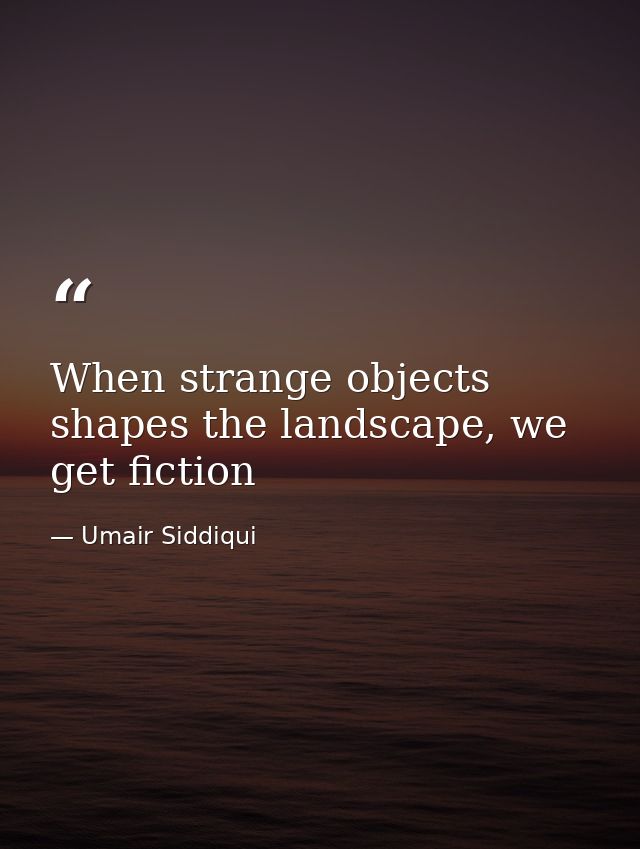 When strange objects shapes the landscape, we get fiction — Umair Siddiqui