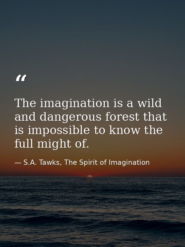 The imagination is a wild and dangerous forest that is impossible to know the full might of. — S.A. Tawks, The Spirit of Imagination