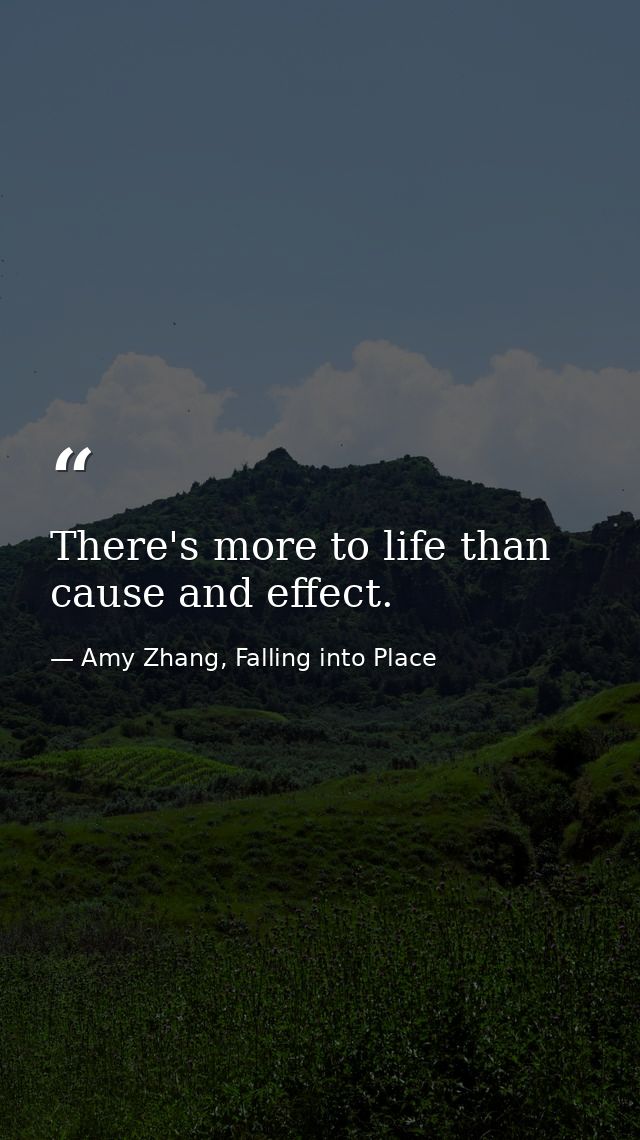 There's more to life than cause and effect. — Amy Zhang, Falling into Place