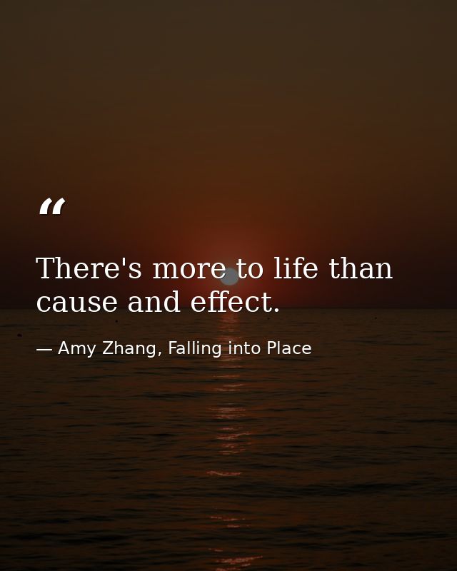 There's more to life than cause and effect. — Amy Zhang, Falling into Place