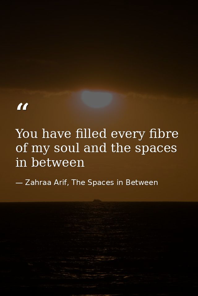 You have filled every fibre of my soul and the spaces in between — Zahraa Arif, The Spaces in Between