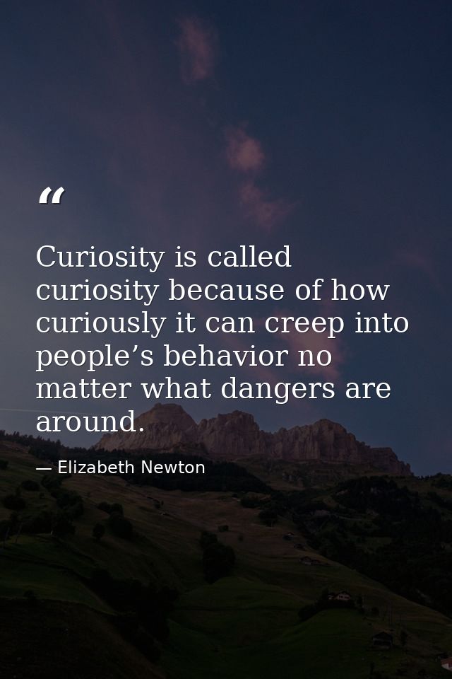 Curiosity is called curiosity because of how curiously it can creep into people’s behavior no matter what dangers are ar — Elizabeth Newton
