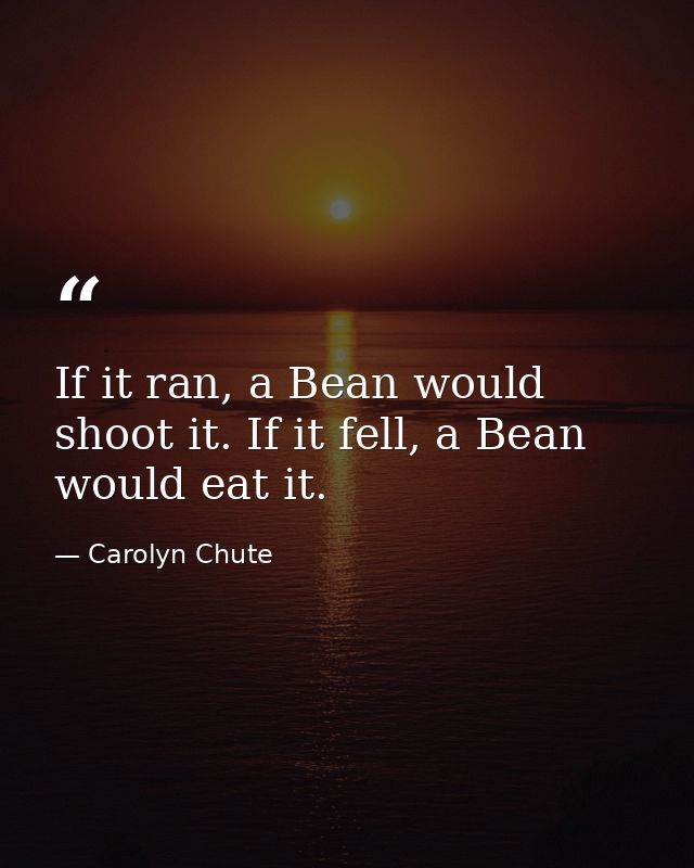 If it ran, a Bean would shoot it. If it fell, a Bean would eat it. — Carolyn Chute