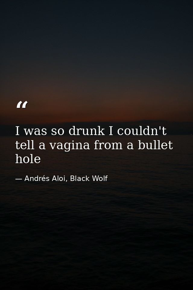 I was so drunk I couldn't tell a vagina from a bullet hole — Andrés Aloi, Black Wolf