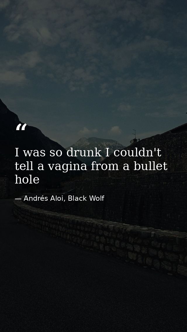 I was so drunk I couldn't tell a vagina from a bullet hole — Andrés Aloi, Black Wolf