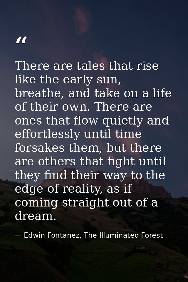 There are tales that rise like the early sun, breathe, and take on a life of their own. There are ones that flow quietly — Edwin Fontanez, The Illuminated Forest
