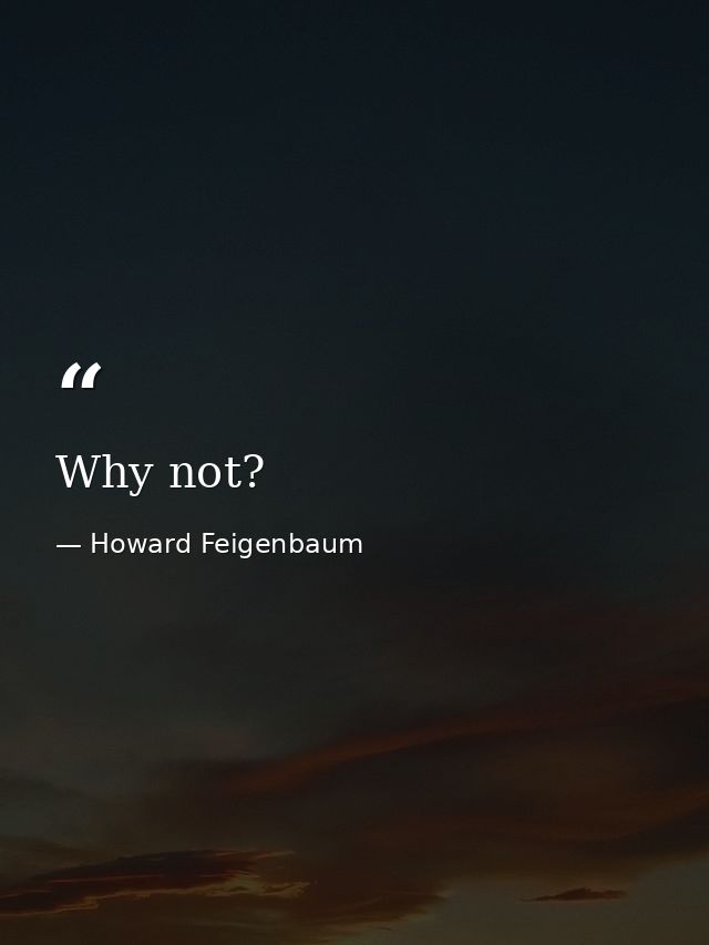 Why not? — Howard Feigenbaum