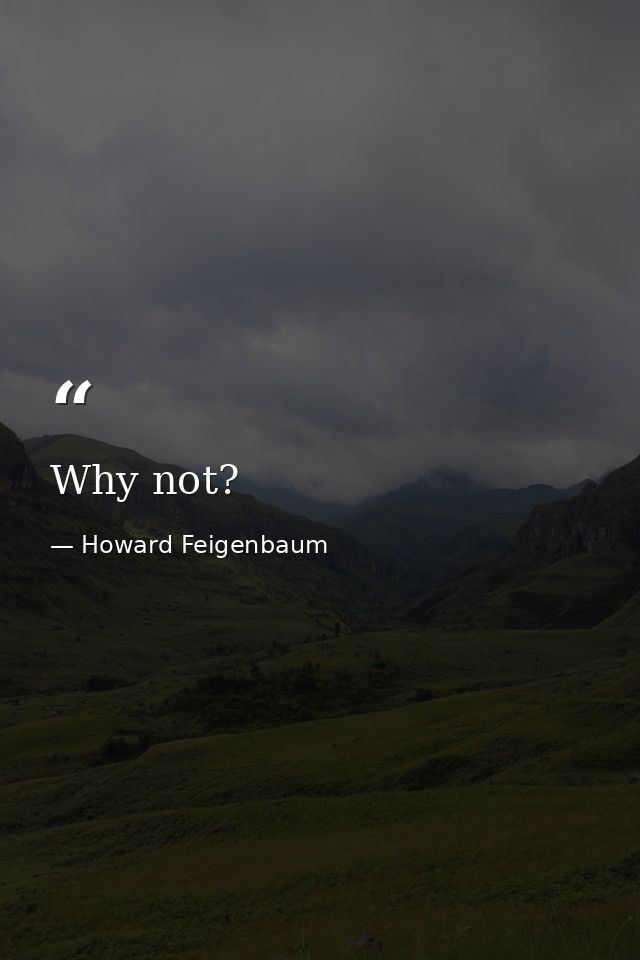Why not? — Howard Feigenbaum