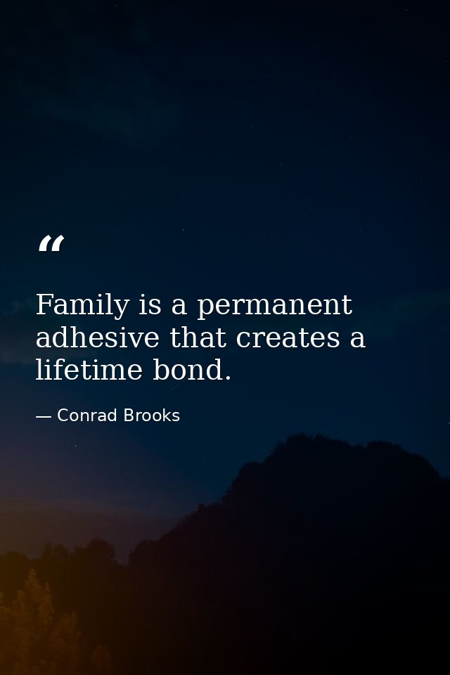 Family is a permanent adhesive that creates a lifetime bond. — Conrad Brooks