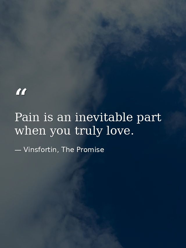 Pain is an inevitable part when you truly love. — Vinsfortin, The Promise