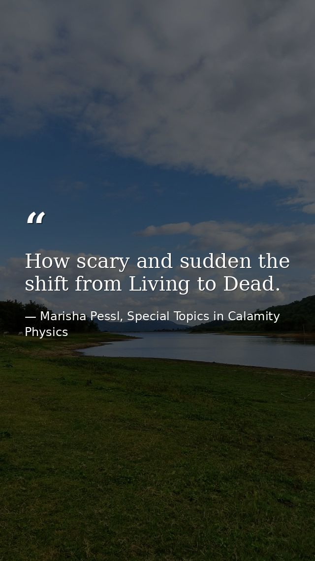 How scary and sudden the shift from Living to Dead. — Marisha Pessl, Special Topics in Calamity Physics
