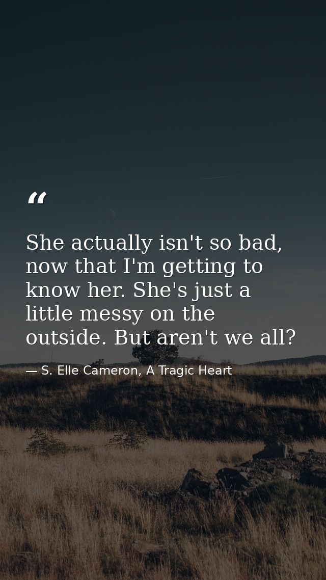 She actually isn't so bad, now that I'm getting to know her. She's just a little messy on the outside. But aren't we all — S. Elle Cameron, A Tragic Heart