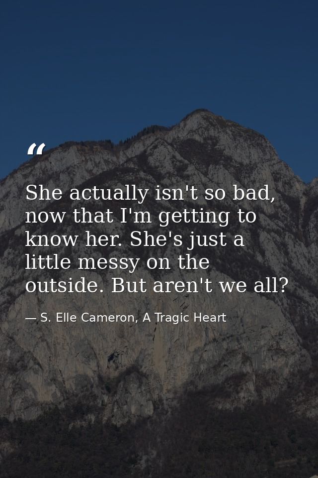 She actually isn't so bad, now that I'm getting to know her. She's just a little messy on the outside. But aren't we all — S. Elle Cameron, A Tragic Heart