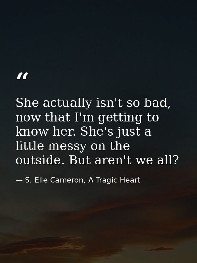 She actually isn't so bad, now that I'm getting to know her. She's just a little messy on the outside. But aren't we all — S. Elle Cameron, A Tragic Heart
