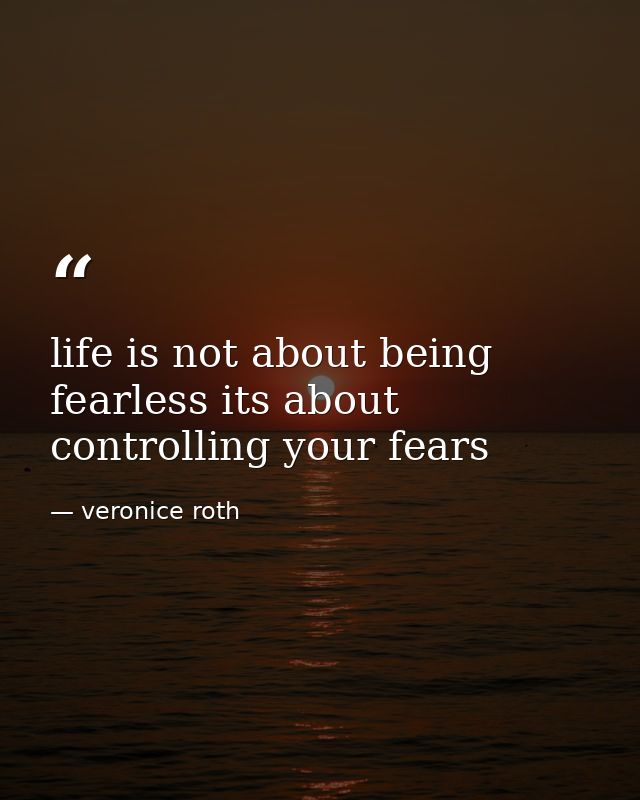 life is not about being fearless its about controlling your fears — veronice roth