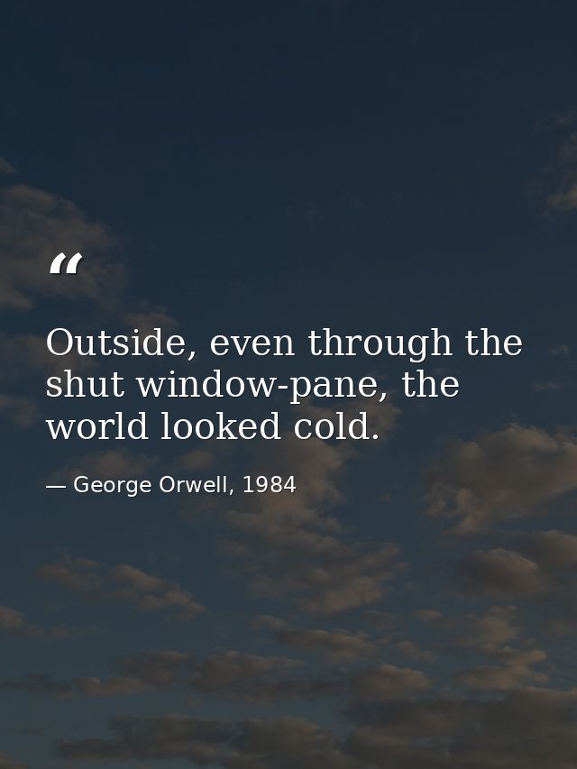 Outside, even through the shut window-pane, the world looked cold. — George Orwell, 1984