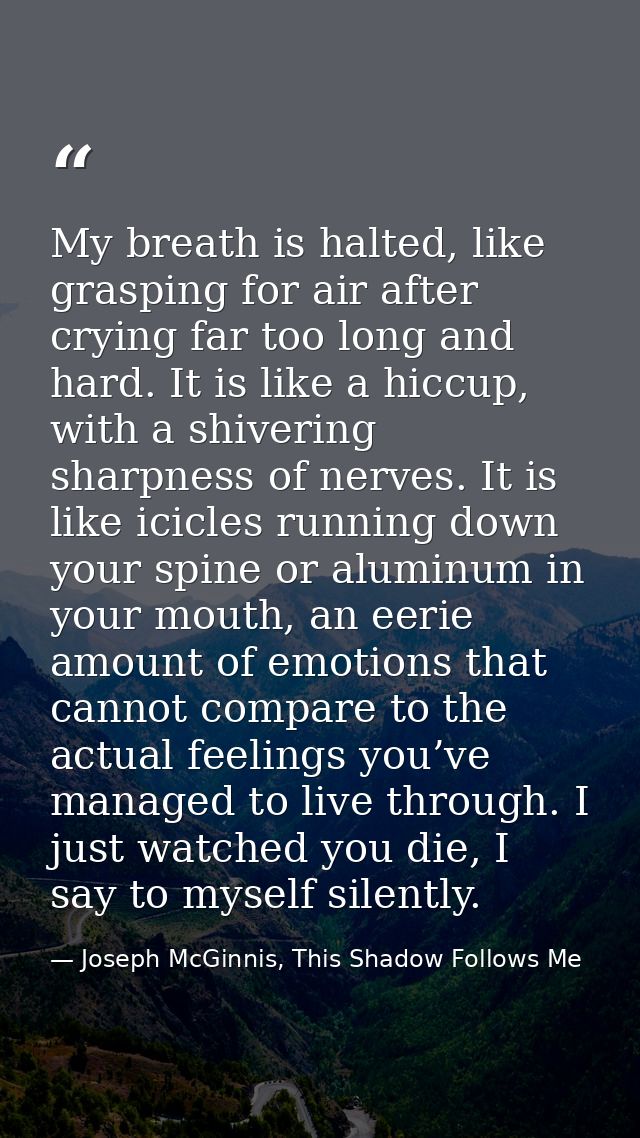 My breath is halted, like grasping for air after crying far too long and hard. It is like a hiccup, with a shivering sha — Joseph McGinnis, This Shadow Follows Me