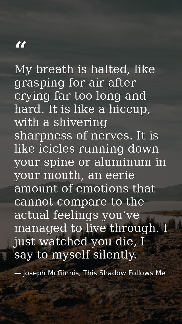 My breath is halted, like grasping for air after crying far too long and hard. It is like a hiccup, with a shivering sha — Joseph McGinnis, This Shadow Follows Me