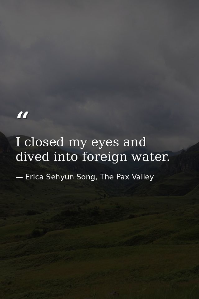 I closed my eyes and dived into foreign water. — Erica Sehyun Song, The Pax Valley