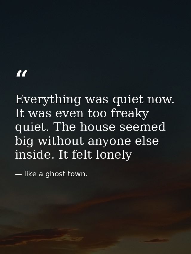 Everything was quiet now. It was even too freaky quiet. The house seemed big without anyone else inside. It felt lonely — like a ghost town.
