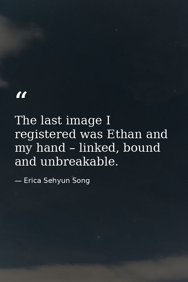 The last image I registered was Ethan and my hand – linked, bound and unbreakable. — Erica Sehyun Song