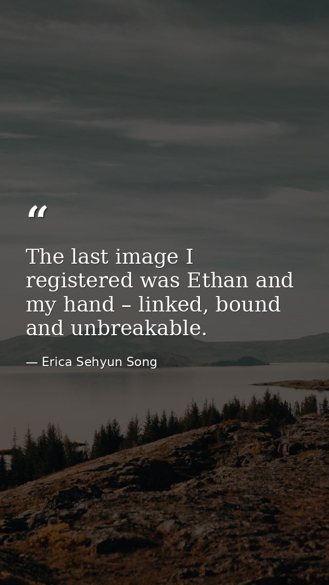 The last image I registered was Ethan and my hand – linked, bound and unbreakable. — Erica Sehyun Song