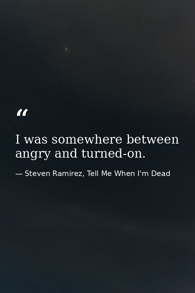 I was somewhere between angry and turned-on. — Steven Ramirez, Tell Me When I'm Dead