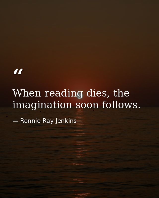 When reading dies, the imagination soon follows. — Ronnie Ray Jenkins