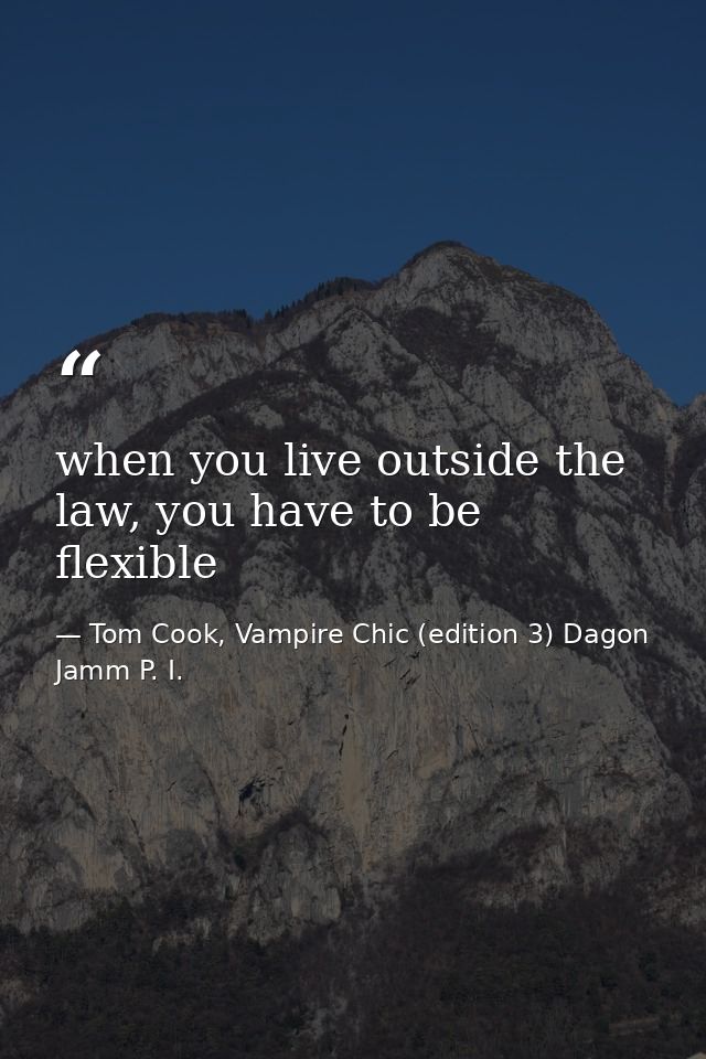 when you live outside the law, you have to be flexible — Tom Cook, Vampire Chic (edition 3) Dagon Jamm P. I.