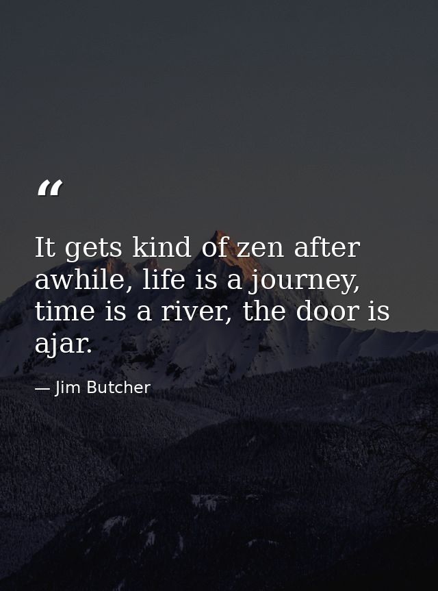 It gets kind of zen after awhile, life is a journey, time is a river, the door is ajar. — Jim Butcher