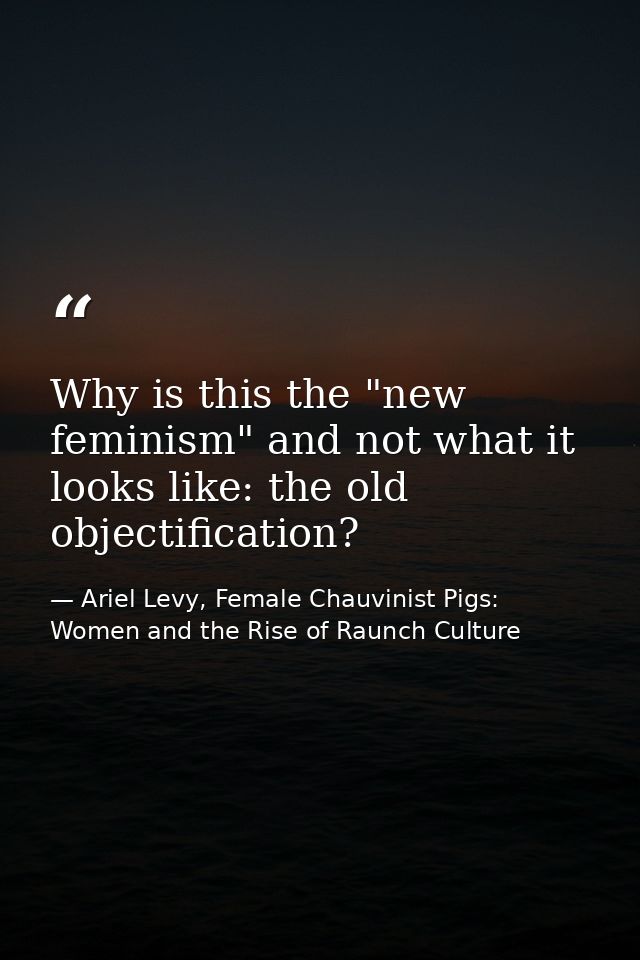Why is this the "new feminism" and not what it looks like: the old objectification? — Ariel Levy, Female Chauvinist Pigs: Women and the Rise of Raunch Culture