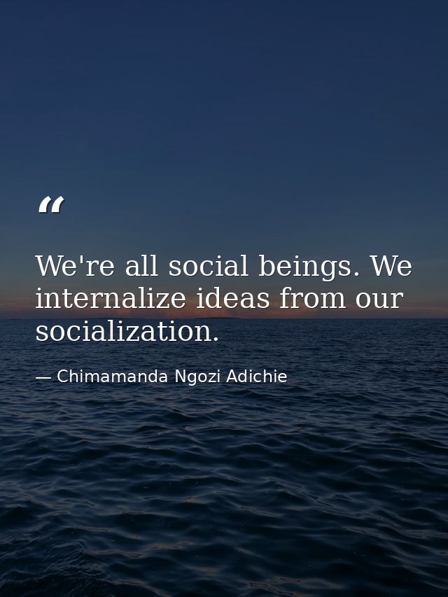 We're all social beings. We internalize ideas from our socialization. — Chimamanda Ngozi Adichie