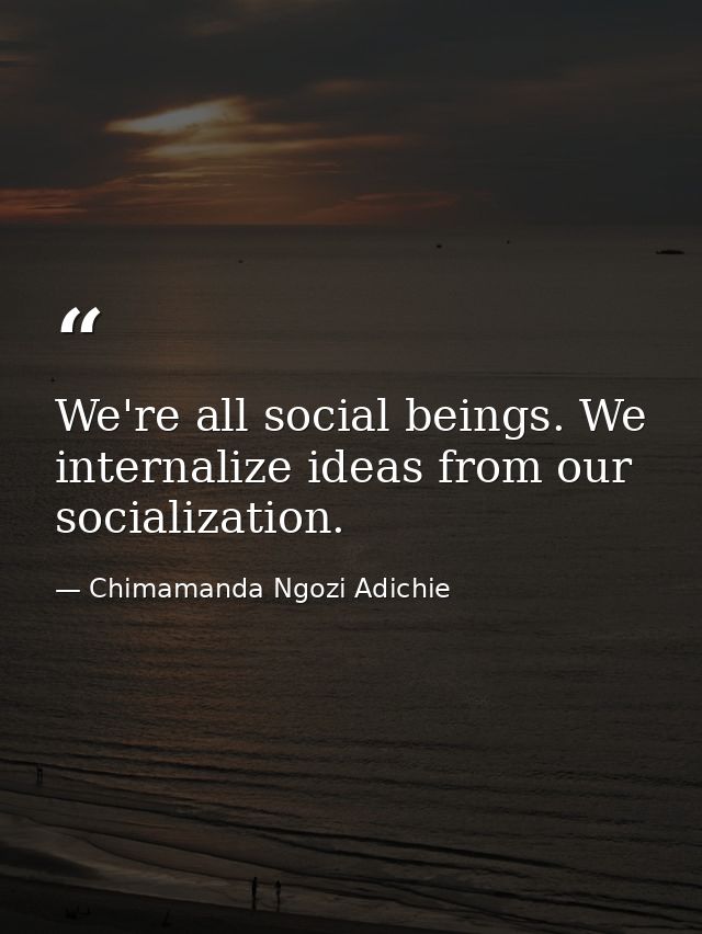 We're all social beings. We internalize ideas from our socialization. — Chimamanda Ngozi Adichie
