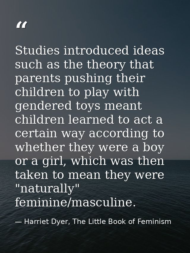 Studies introduced ideas such as the theory that parents pushing their children to play with gendered toys meant childre — Harriet Dyer, The Little Book of Feminism