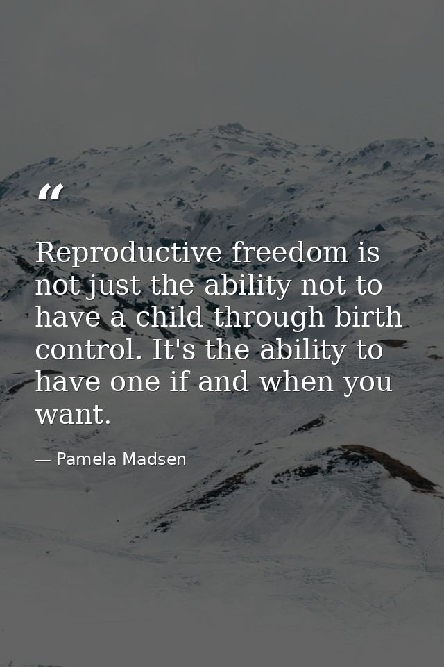 Reproductive freedom is not just the ability not to have a child through birth control. It's the ability to have one if  — Pamela Madsen
