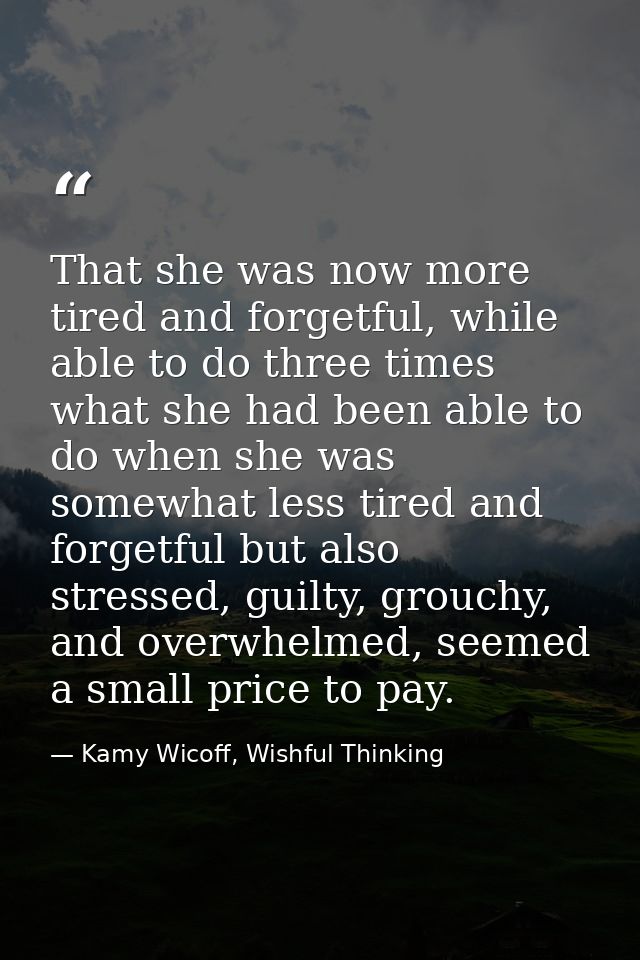 That she was now more tired and forgetful, while able to do three times what she had been able to do when she was somewh — Kamy Wicoff, Wishful Thinking
