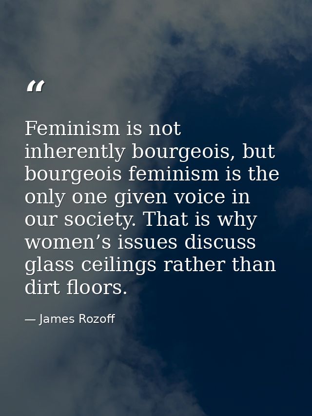 Feminism is not inherently bourgeois, but bourgeois feminism is the only one given voice in our society. That is why wom — James Rozoff