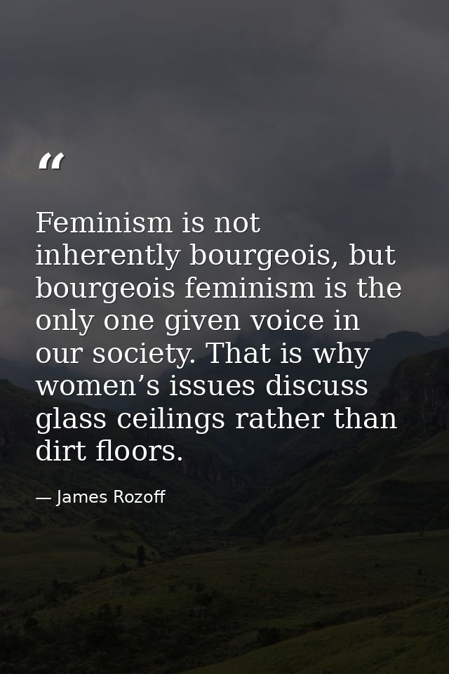 Feminism is not inherently bourgeois, but bourgeois feminism is the only one given voice in our society. That is why wom — James Rozoff